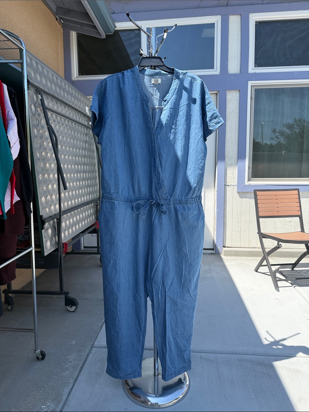 Old Navy Light Blue Chambray Tunic Jumpsuit